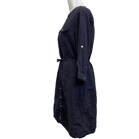 Malvin Royal Blue 100% Linen Belted Waist Safari Shirt Dress - Picture 2 of 9
